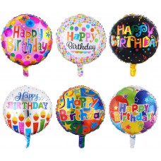 NPLUX 18" Happy Birthday Foil Balloons Round Mylar Helium Balloon Party Decorations Supplies,12 Pack