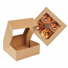 NPLUX 8x8x3 inches Bakery Boxes with Window Pie Boxes for Strawberry Chocolate(30 Pack,Brown)