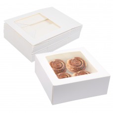 NPLUX 8x8x3 inches Bakery Boxes with Window Pie Boxes for Strawberry Chocolate(30 Pack,White)